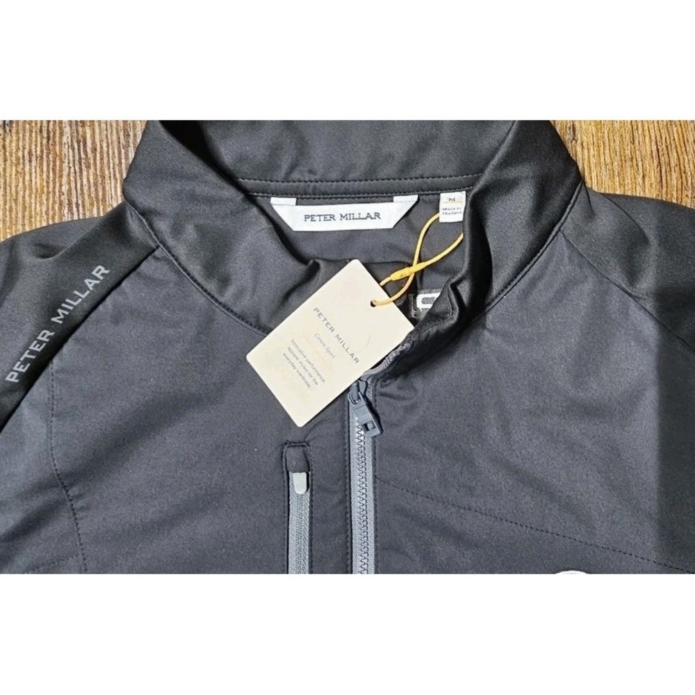 Peter Millar Merge Tour Remium Windbreaker Jacket Black Full Zip Mens Medium NWT - Picture 2 of 6